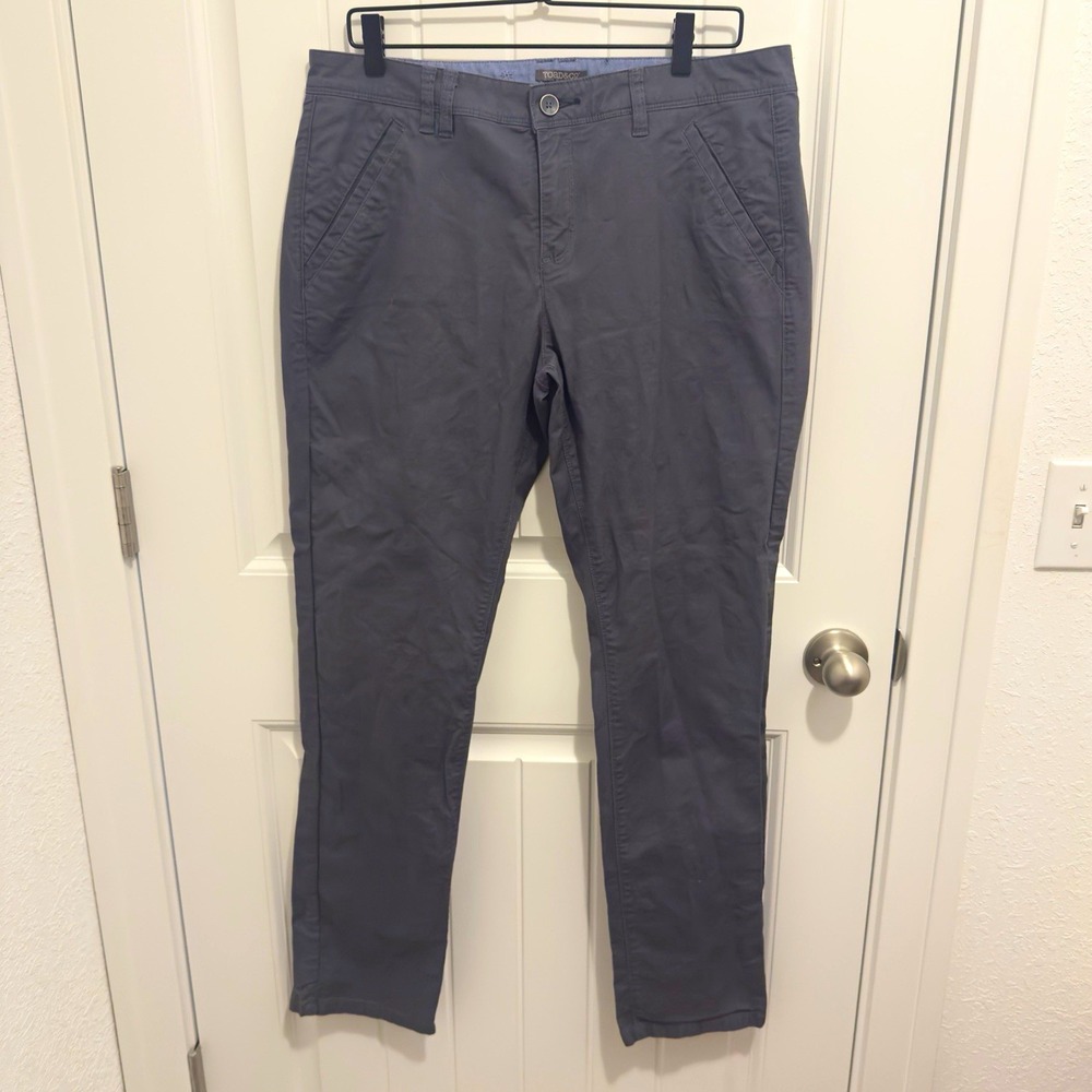 Toad&Co Womens Gray Chino Pants Slim Mid Rise Straight Stretch Pockets Size 12